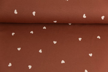 Rib Jersey, Rippenjersey mit Herzen, terracotta, 0,5 m